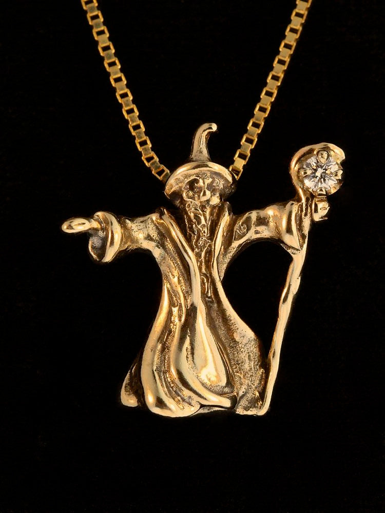Wizard Charm with Diamond - 14K Gold