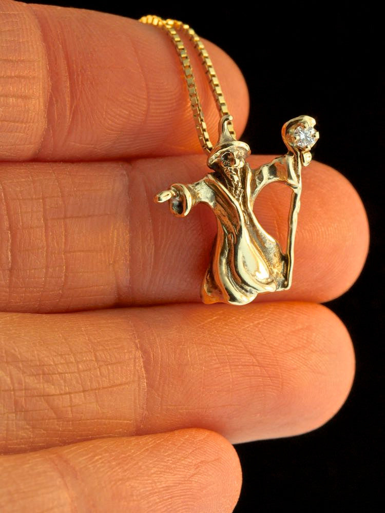 Wizard Charm with Diamond - 14K Gold