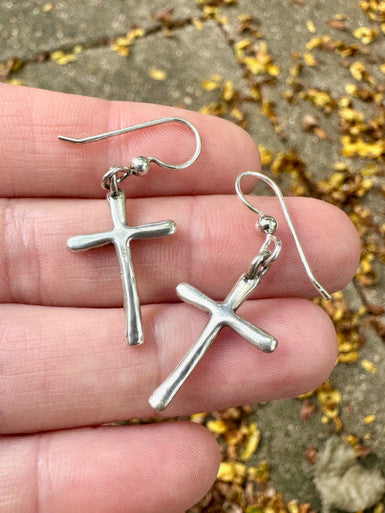 Wooden Cross Earrings - Sterling Silver – Marty Magic Jewelry