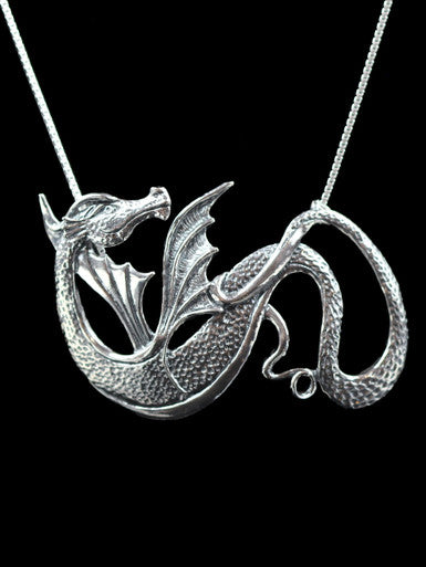 Wyvern Dragon Pendant - Sterling Silver