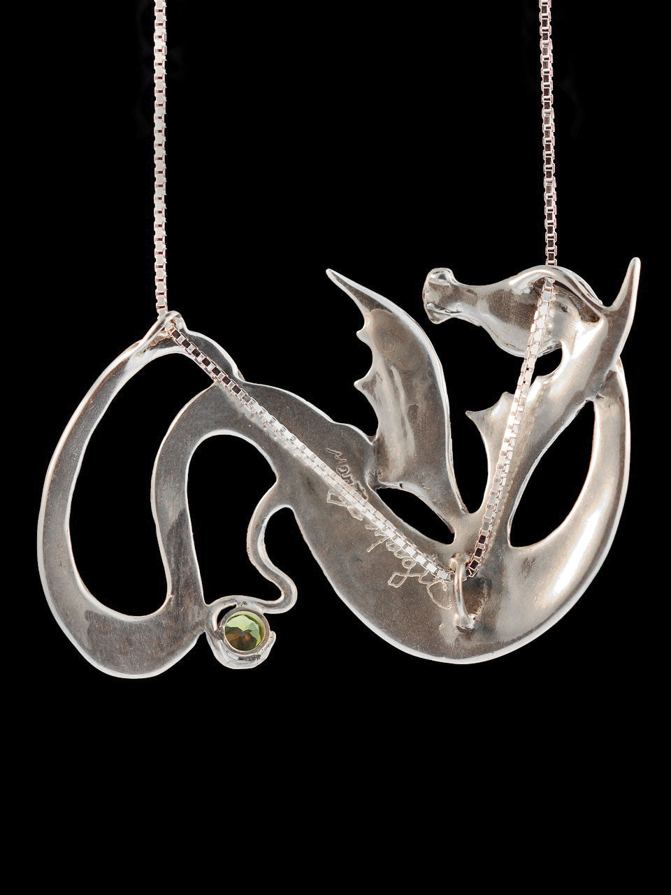 Wyvern Dragon Pendant with Peridot
