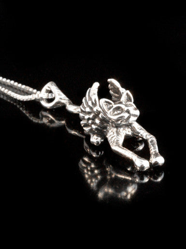 Angel Kitty Pendant - Sterling Silver