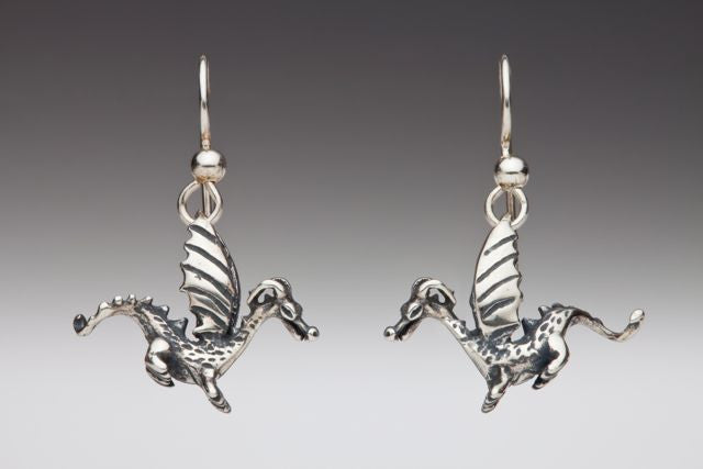 Baby Dragon Earrings - Sterling Silver