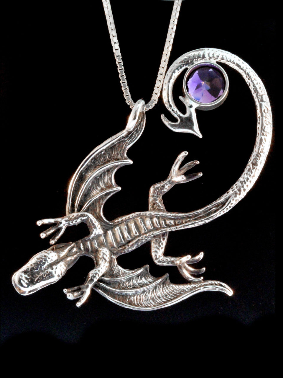 Balerion Dragon with Amethyst - Silver