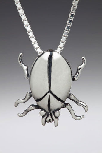 Scarab Beetle Charm - Sterling Silver