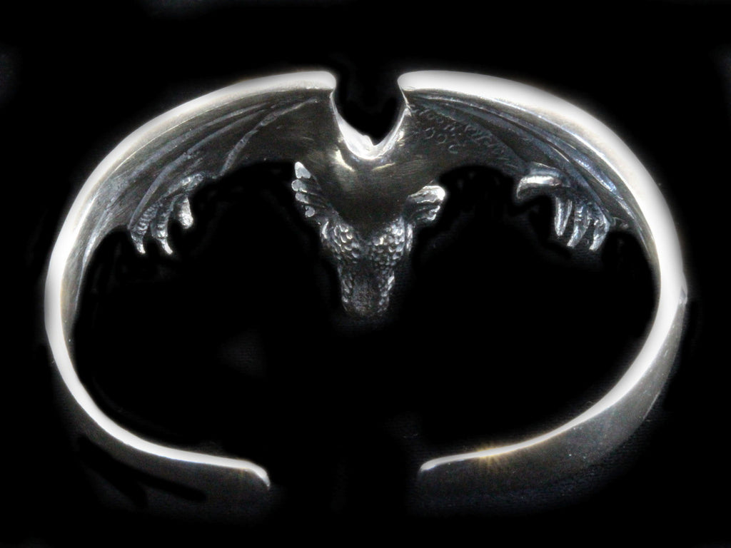 Gothic Dragon Cuff Bracelet - Sterling Silver
