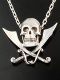 Pirate - Skull and Crossed Cutlass Pendant - Silver