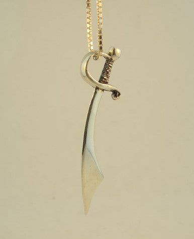 Pirate- Cutlass Sword Charm - Sterling Silver
