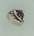 Double Dolphin Ring with Amethyst - Sterling Silver