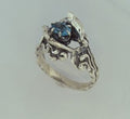 Double Dolphin Ring with Blue Topaz - Sterling Silver