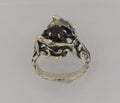 Double Dolphin Ring with Rhodolite Garnet - Sterling Silver