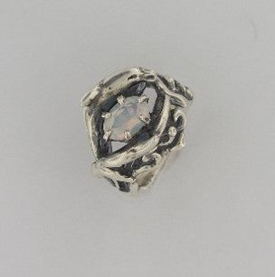 Double Dolphin Ring with Gilson Opal - Sterling Silver