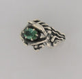 Double Dolphin Ring with Blue Green Tourmaline - Sterling Silver