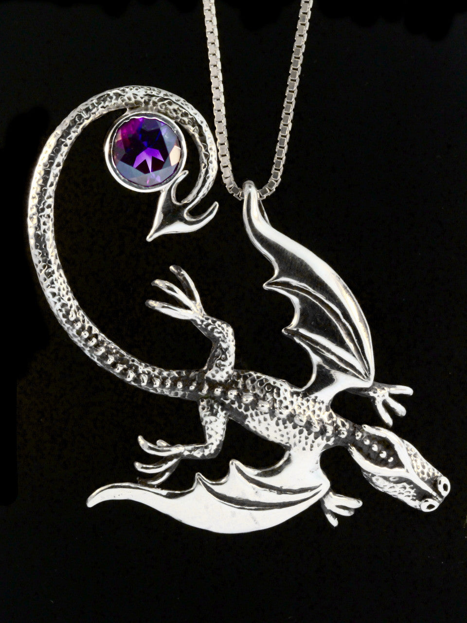 Balerion Dragon with Amethyst - Silver
