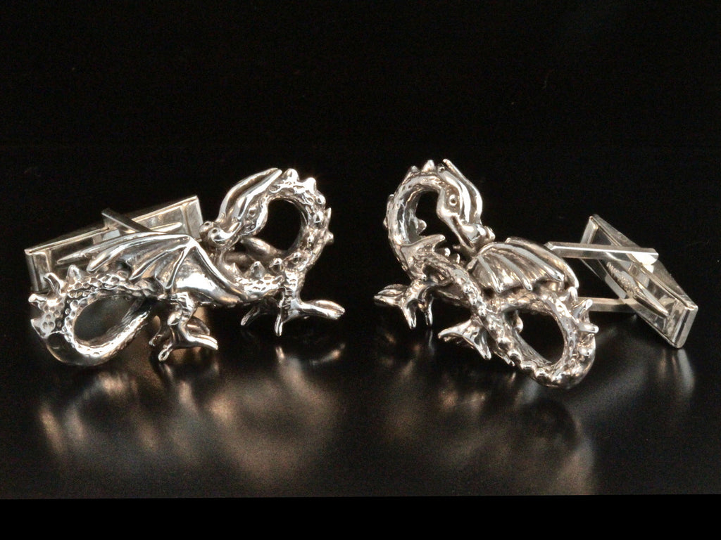 Infinity Dragon Cufflinks - Silver