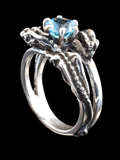 Double Dragon Eternity Ring with Gemstone  - Silver