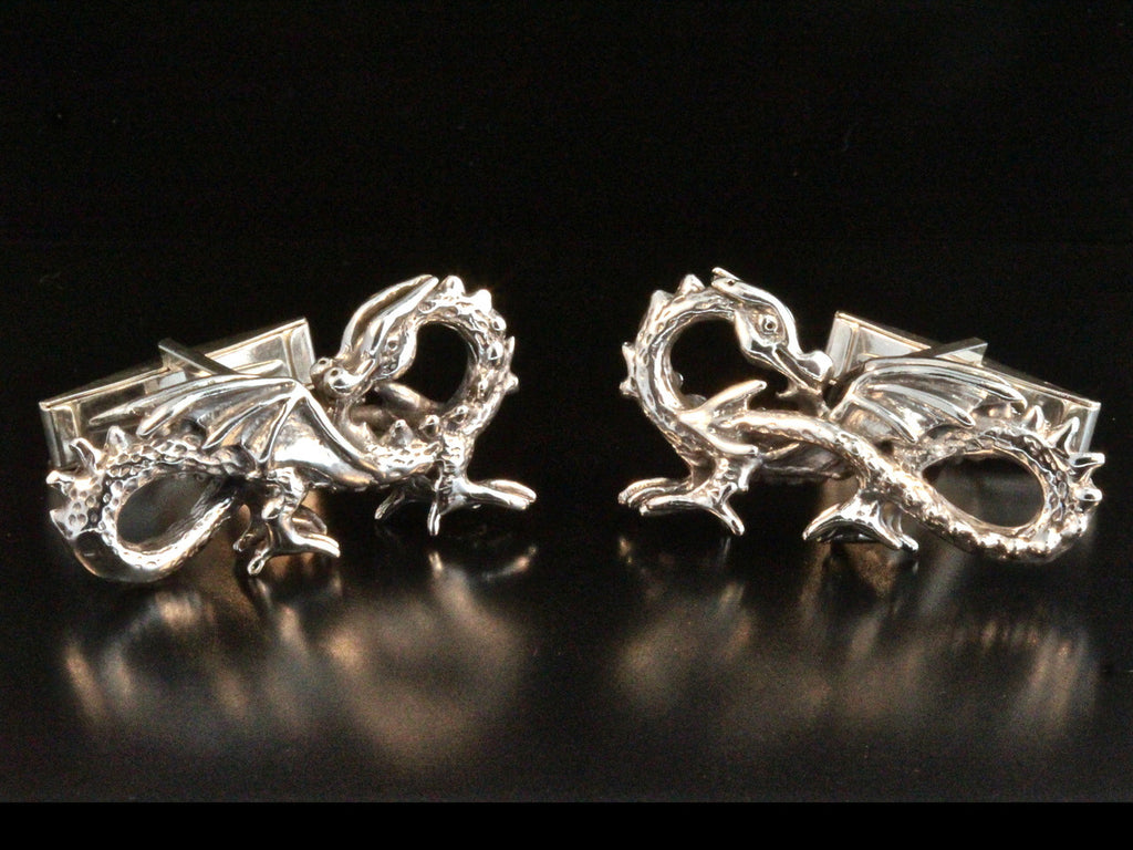 Infinity Dragon Cufflinks - Silver