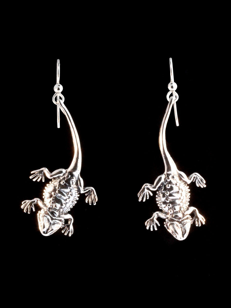 Bearded Dragon Lizard Earrings - Sterling Silver