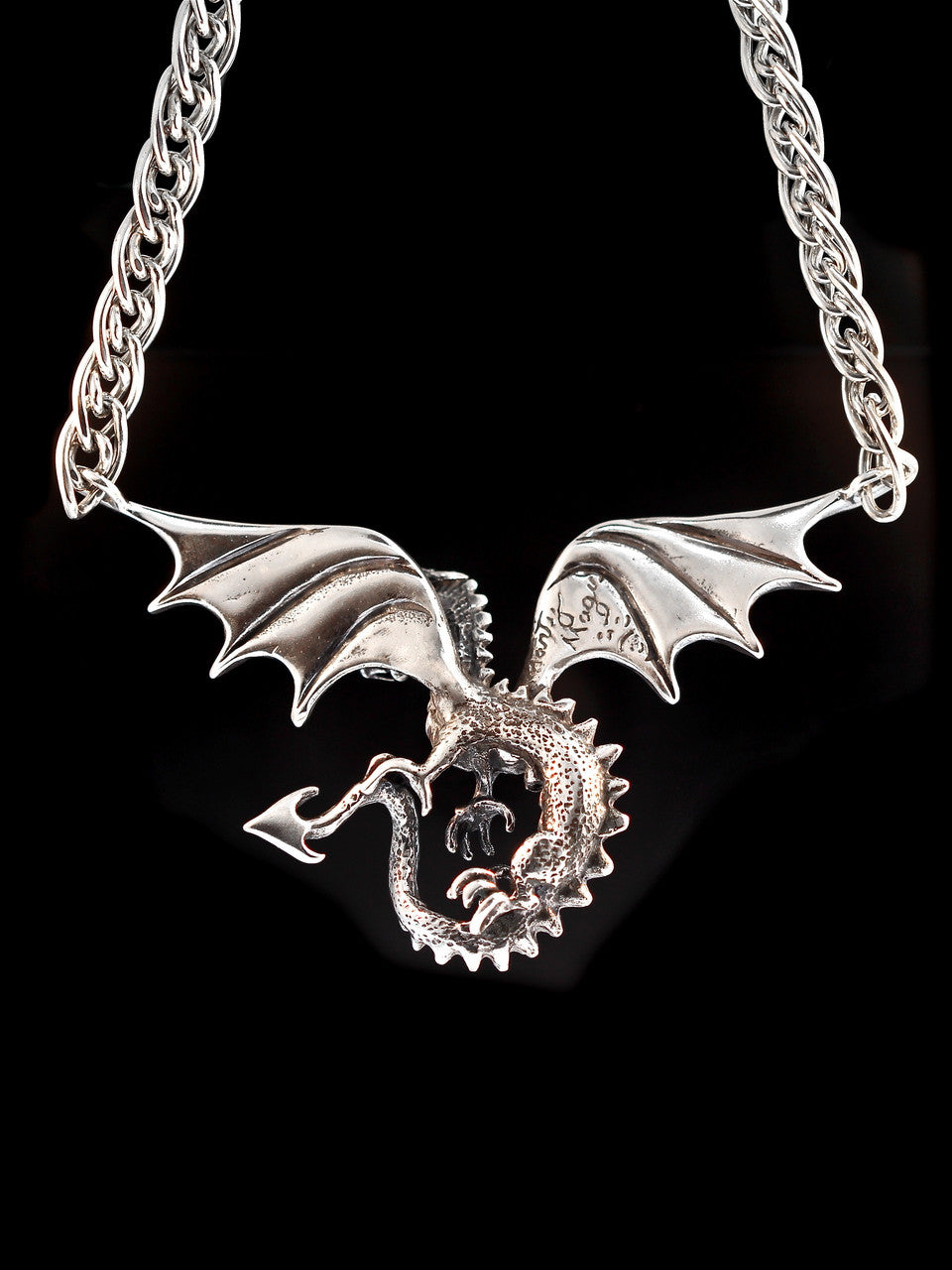 Back side of Sterling Silver Spread Winged Dragon