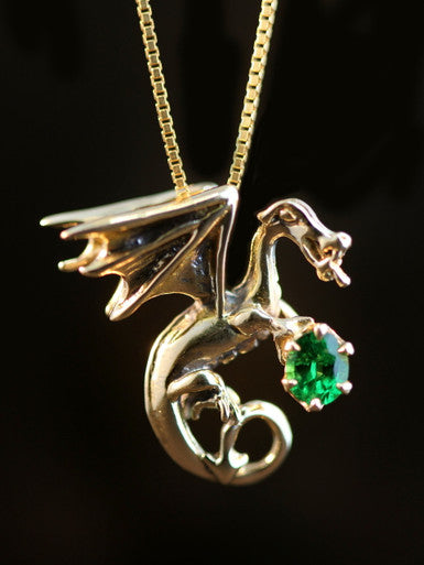 Fire Dragon Pendant with Emerald