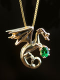 Fire Dragon Pendant with Emerald