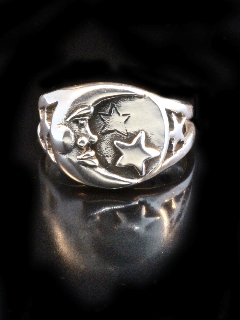 Moon and Star Ring - Silver