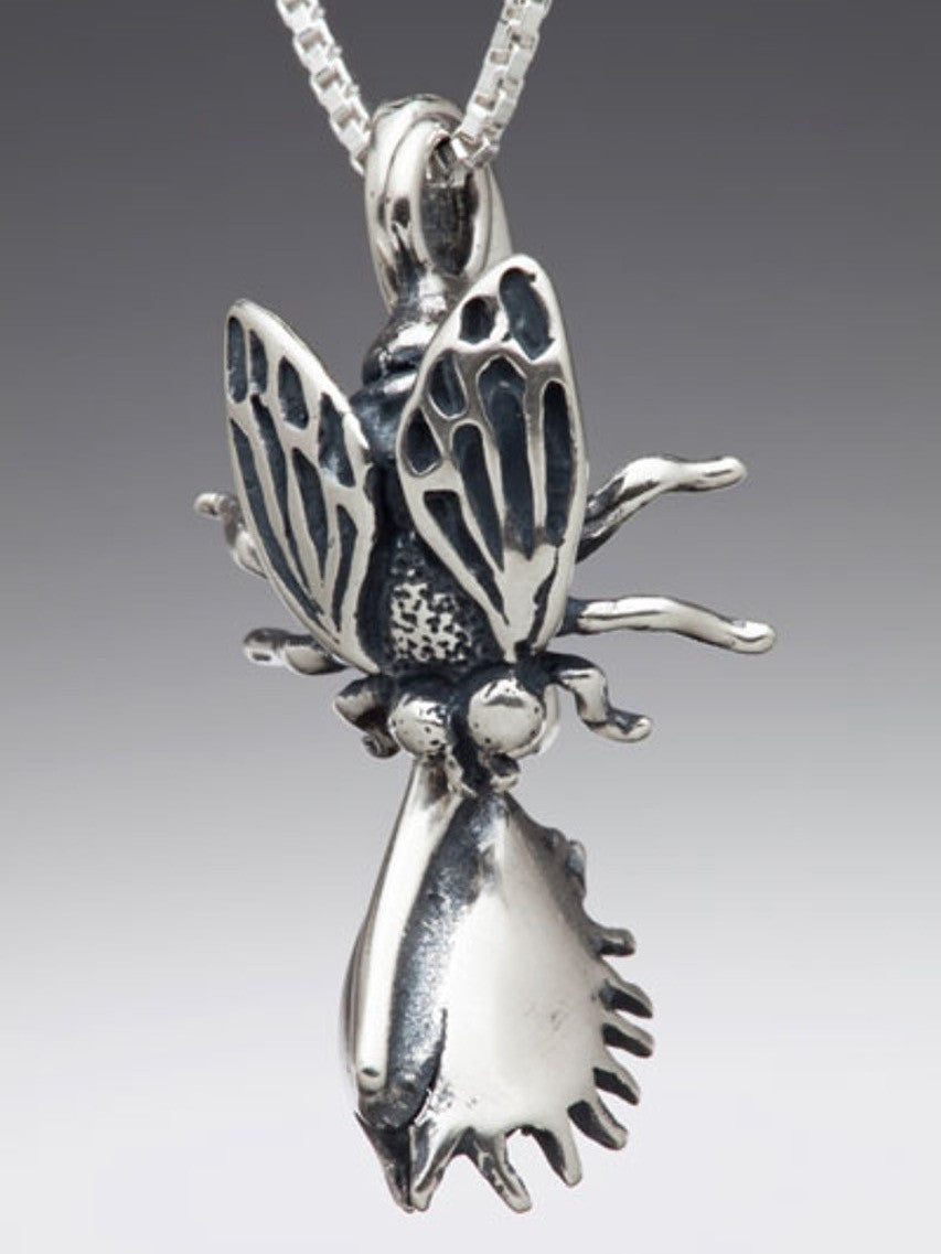 Fly and Venus Flytrap Pendant - Silver