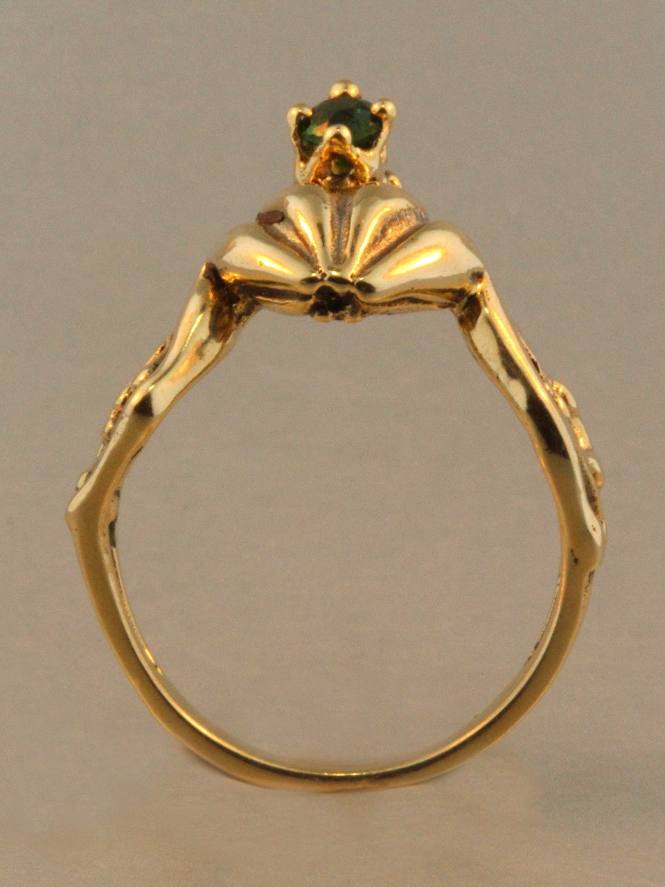14K gold Enchanted Frog Prince Ring with Tsavorite Crown
