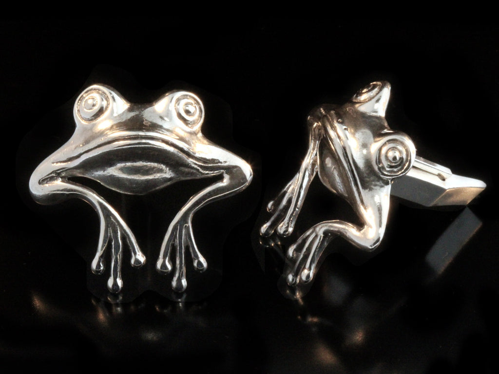 Good Luck Frog Cufflinks - Silver