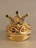 Frog - Enchanted Frog and Crown Ring - Two Parts 14K