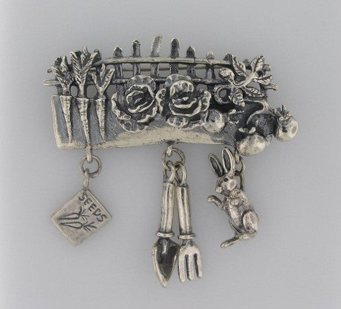 Garden Charm Pin with Rabbit