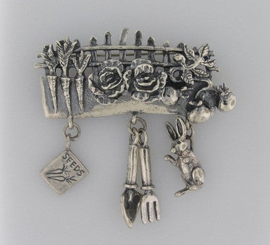 Garden Charm Pin with Rabbit