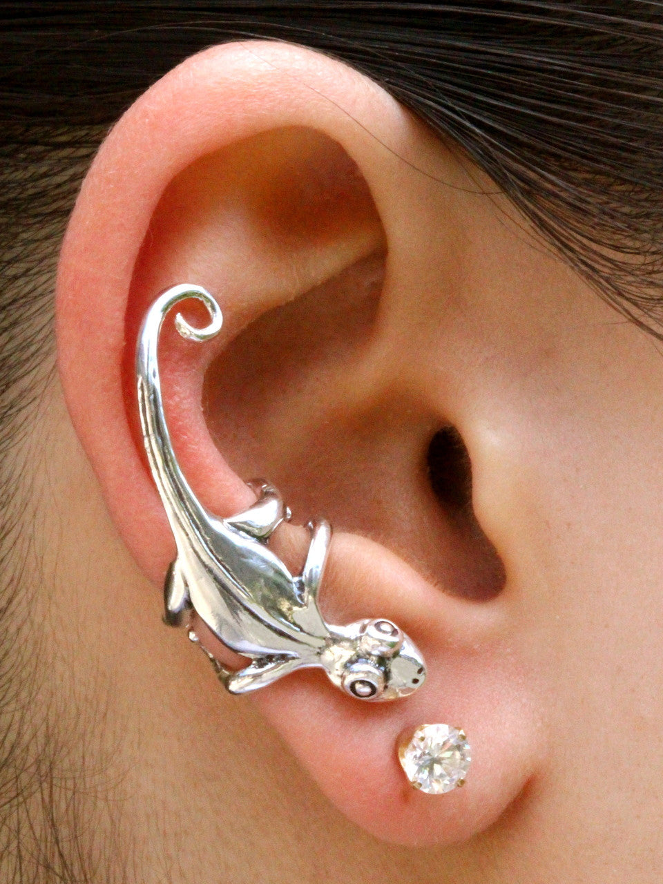Gecko Ear Climber Cuff - Sterling Silver