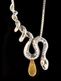 Python Snake Pendant with Citrine Briolette - Sterling Silver