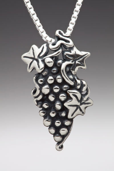 Grape Vine Cluster Charm - Sterling Silver
