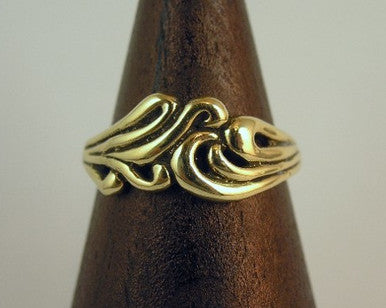 Gold Wave Ring - Solid 14k Gold