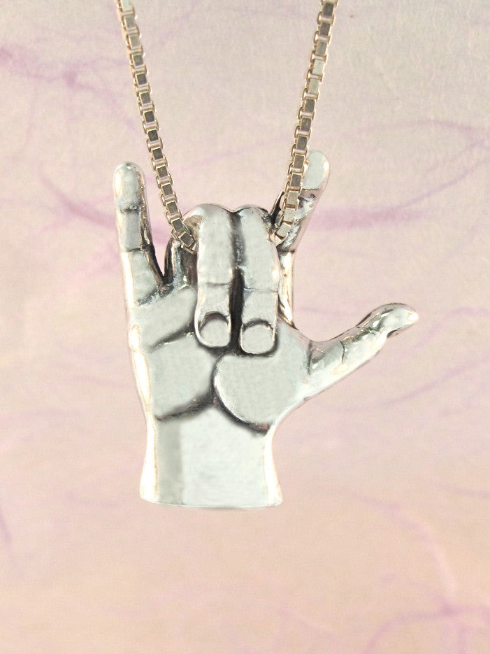 Love Sign Pendant ASL in Silver