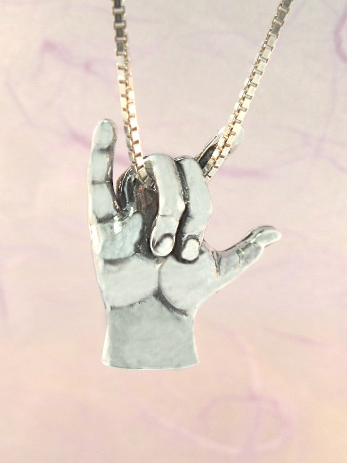 Love Sign Pendant ASL - Sterling Silver