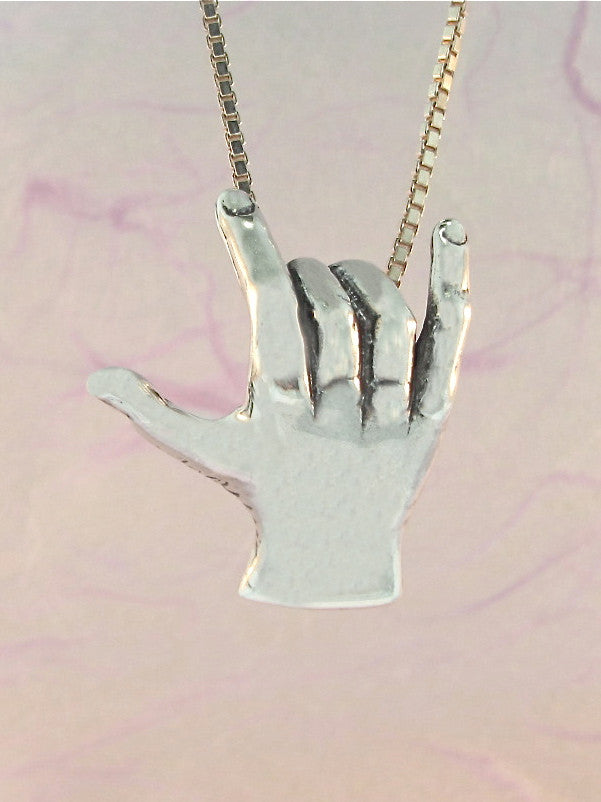 Love Sign Pendant ASL in Silver