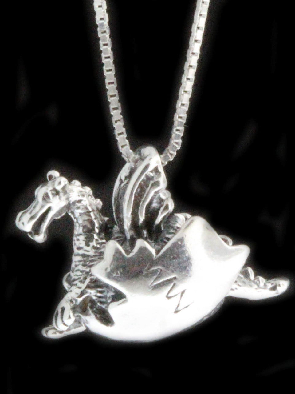 Small Hatching Dragon Charm - Silver