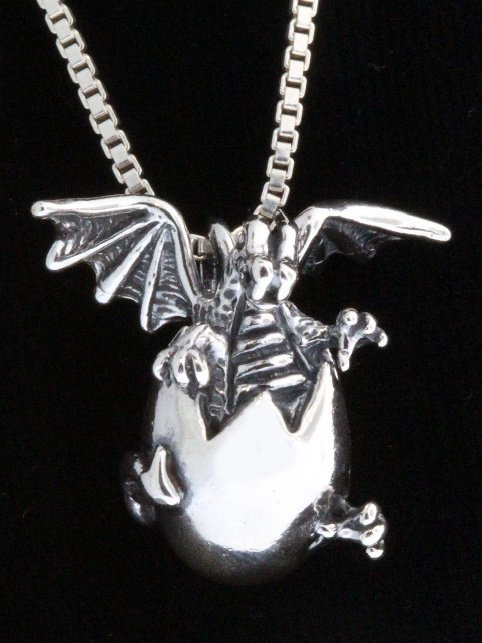 Large Hatchling Dragon Pendant - Silver