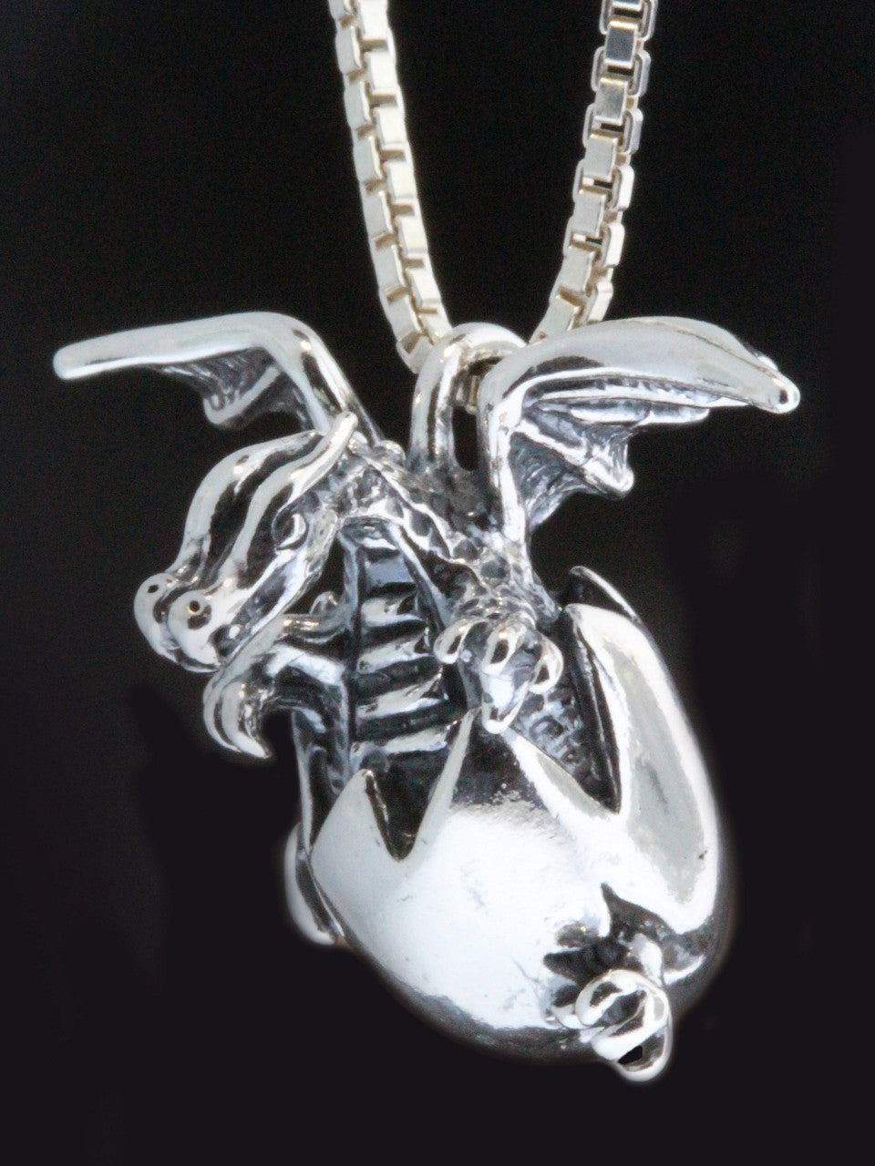 Large Hatchling Dragon Pendant - Silver