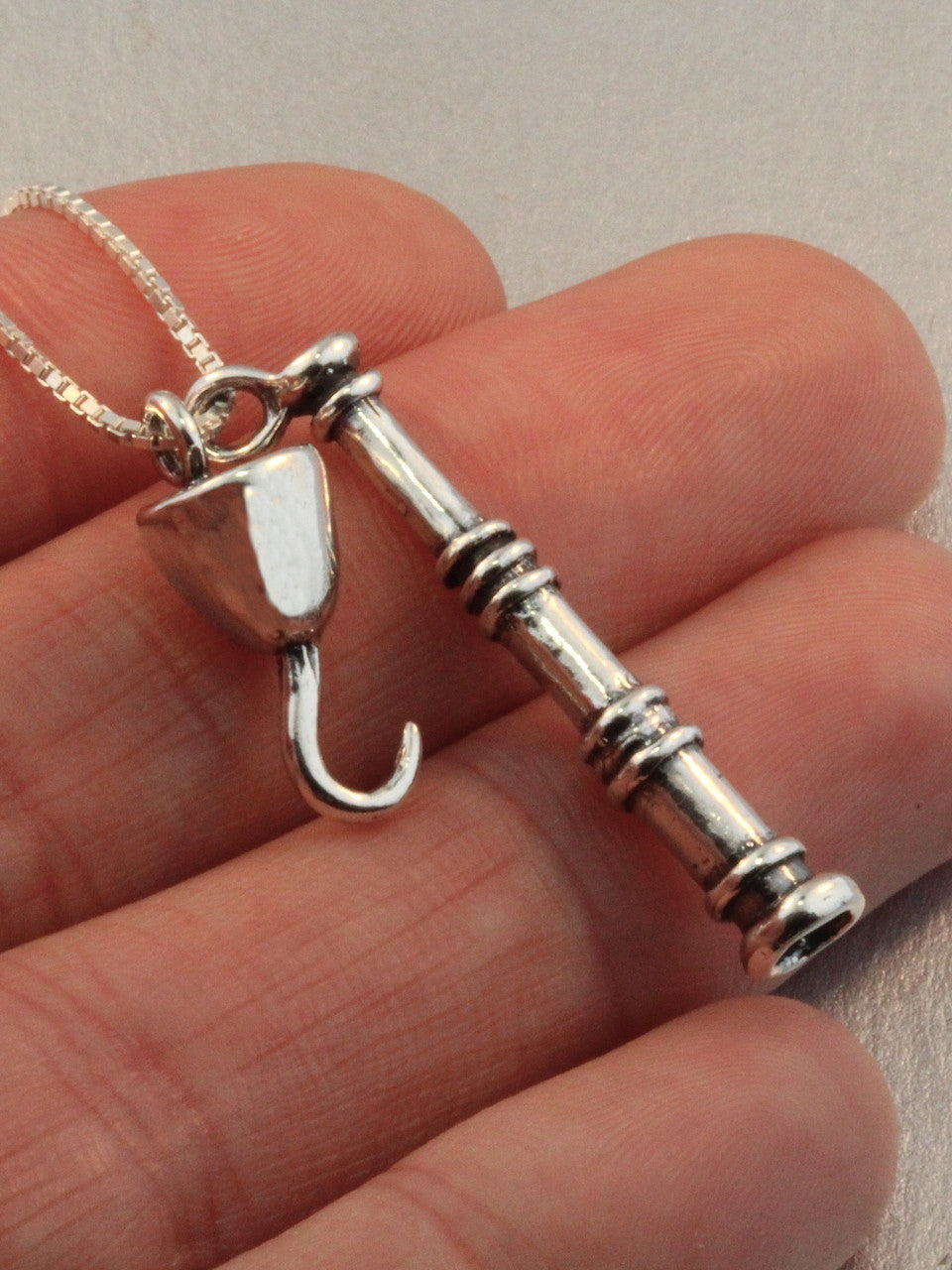 Spyglass and Hook Charms - Silver