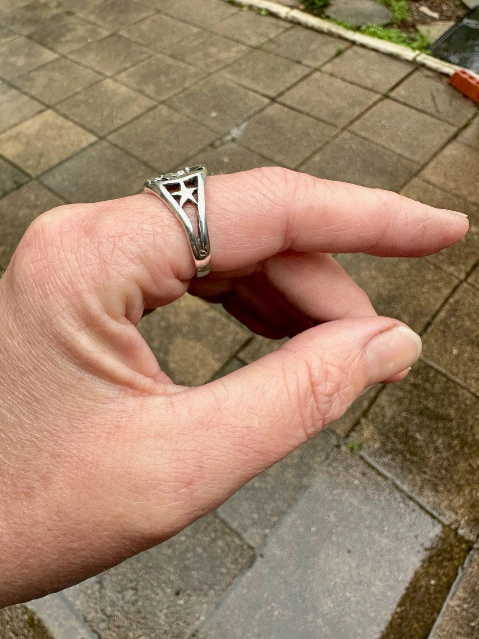 Moon and Star Ring - Silver