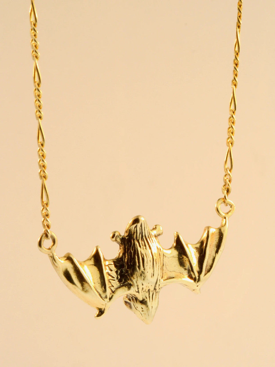 Gold Flying Bat Pendant - 14k Gold