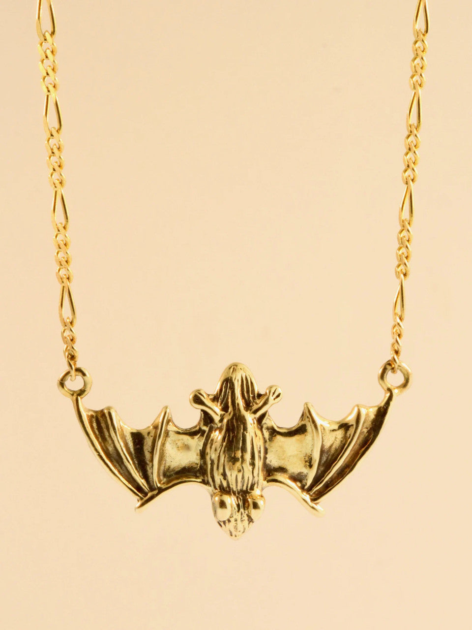 Gold Flying Bat Pendant - 14k Gold