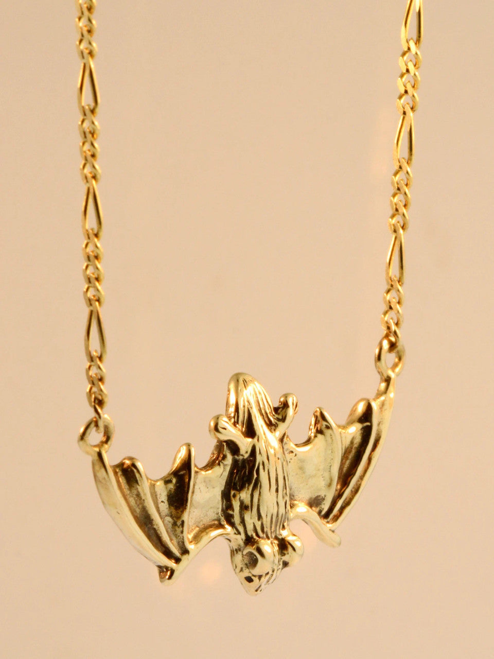 Gold Flying Bat Pendant - 14k Gold