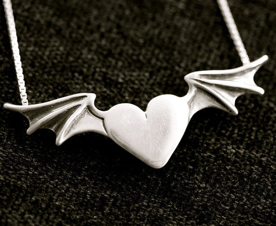 Bat Winged Heart - Sterling silver