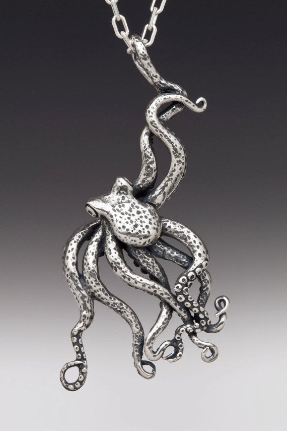 Sterling Silver Large Octopus Pendant
