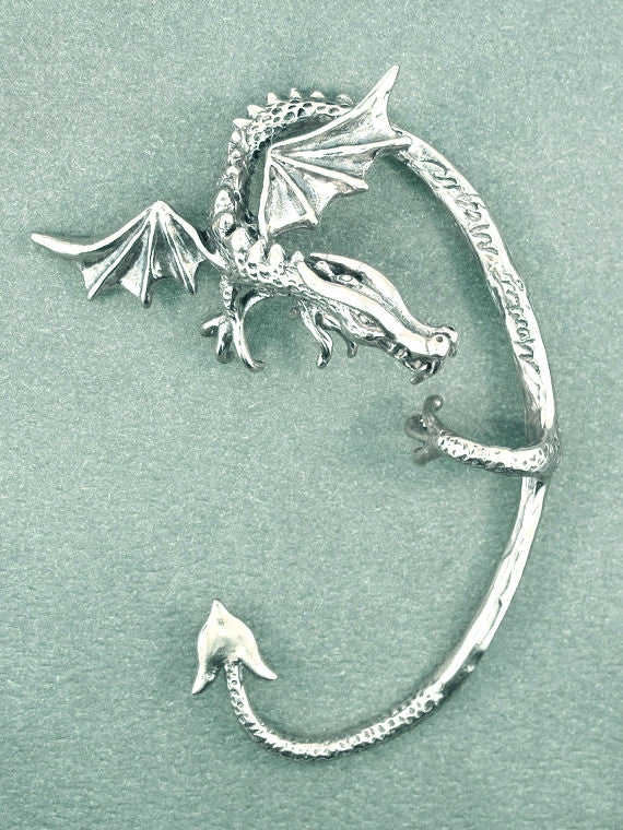 Guardian Dragon Ear Wrap in Silver